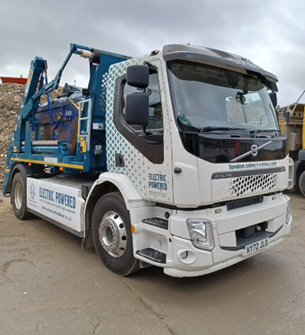 Powerday continues to pioneer the UK waste management industry with investment in two Volvo Trucks electric skip loaders